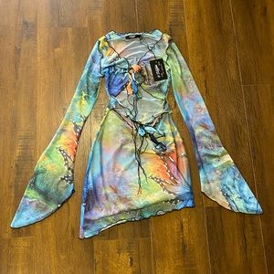 Jaded London butterfly multicolor cutout mini dress